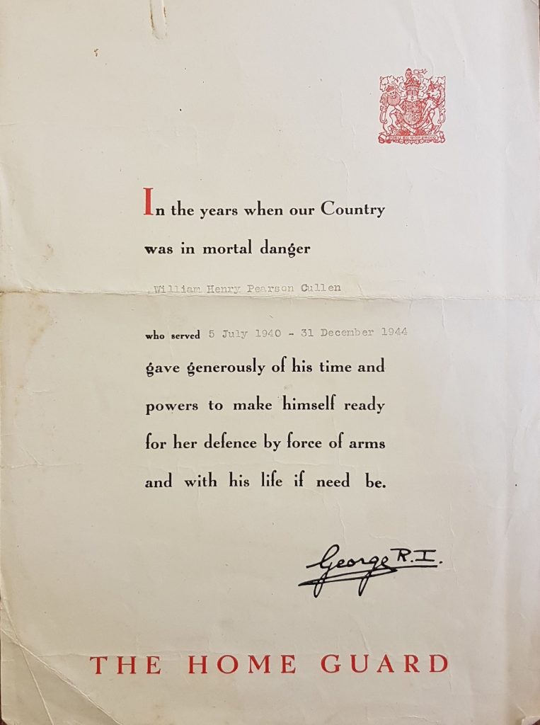 Home Guard Certificate